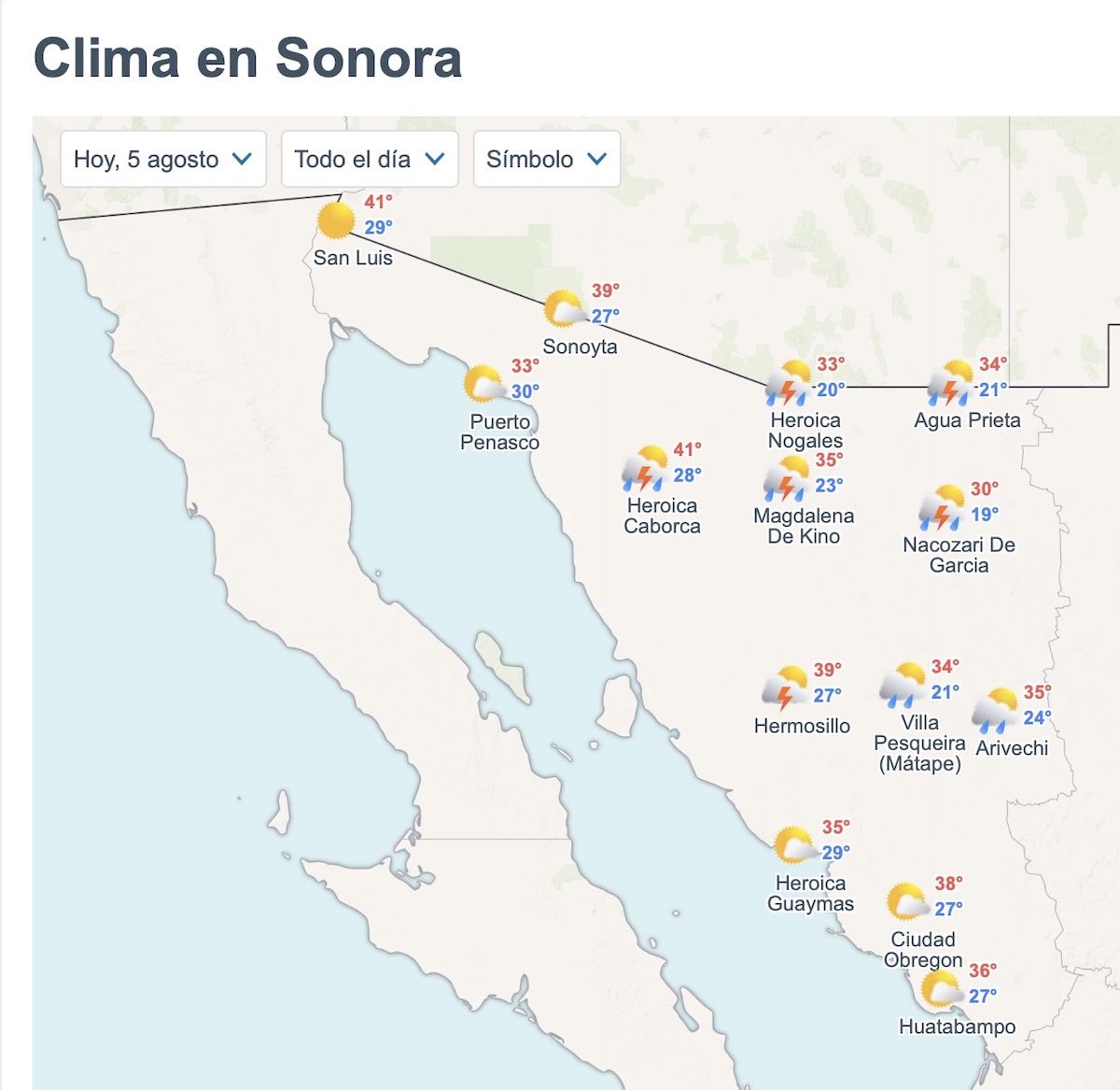 Conoce cómo estará el clima en Sonora este miércoles. Foto: Meteored.mx