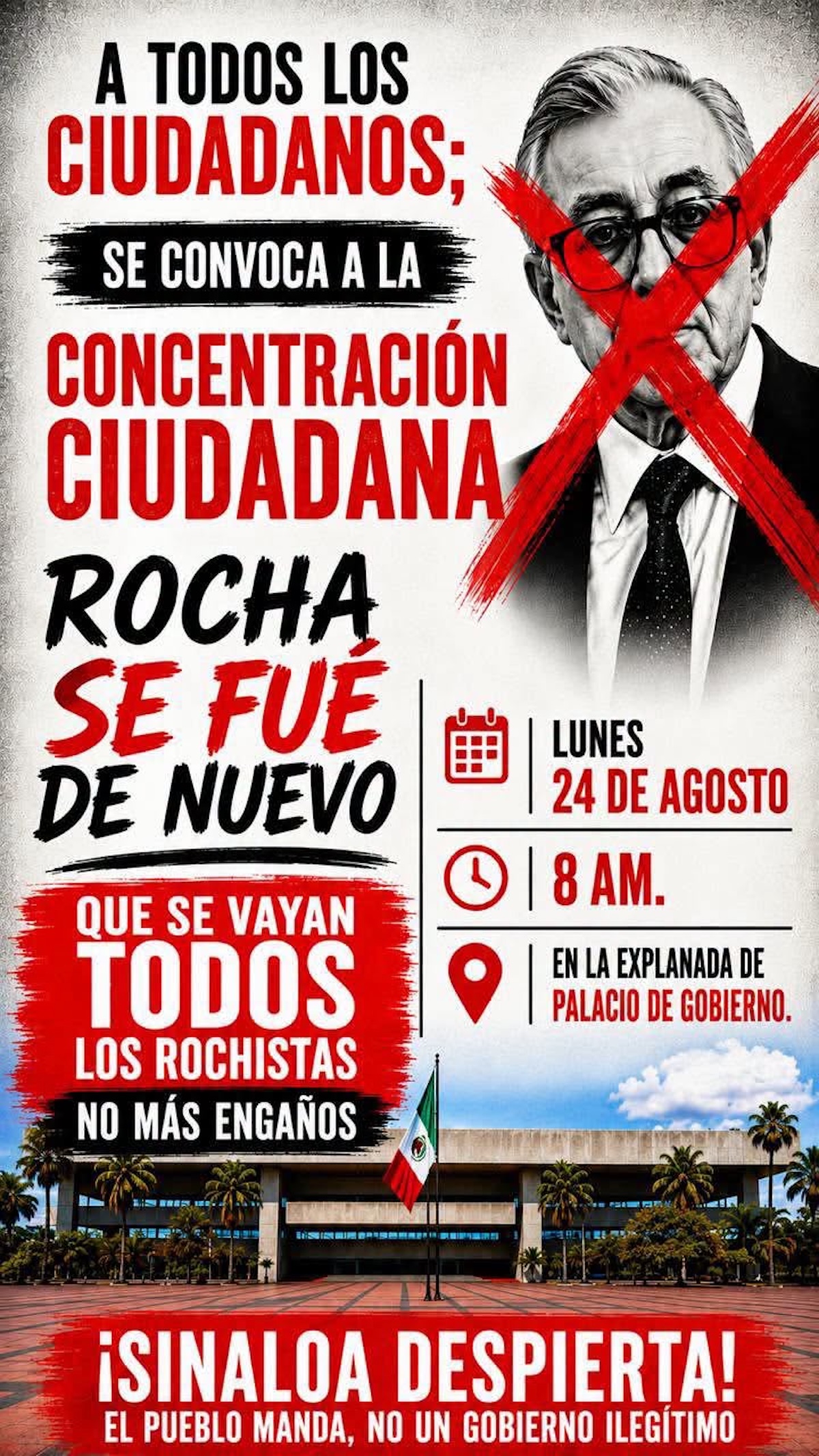Exigen salida de Rocha Moya y su gabinete con marcha en Culiacán