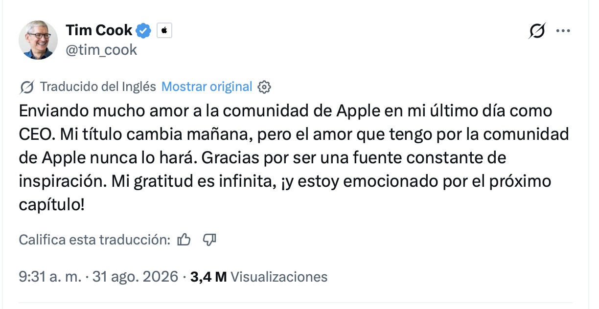 Tim Cook deja Apple tras 15 años