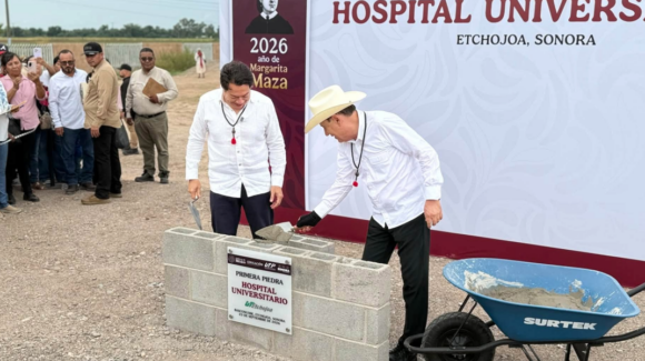 Alfonso Durazo coloca la primera piedra del Hospital Universitario en Etchojoa