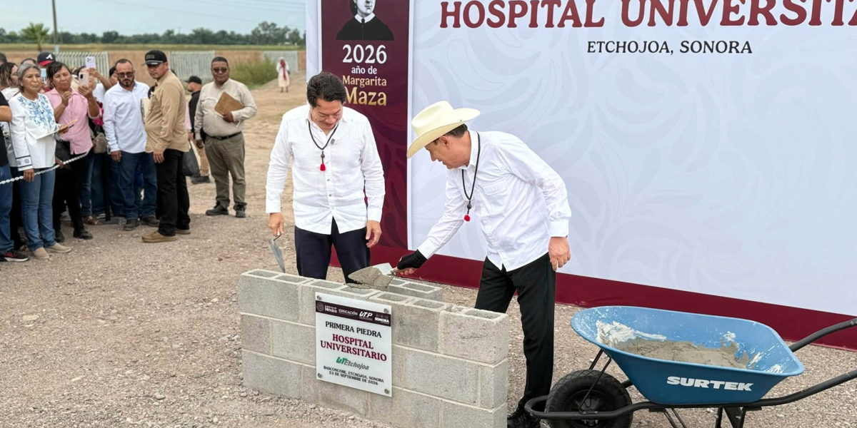 Alfonso Durazo coloca la primera piedra del Hospital Universitario en Etchojoa