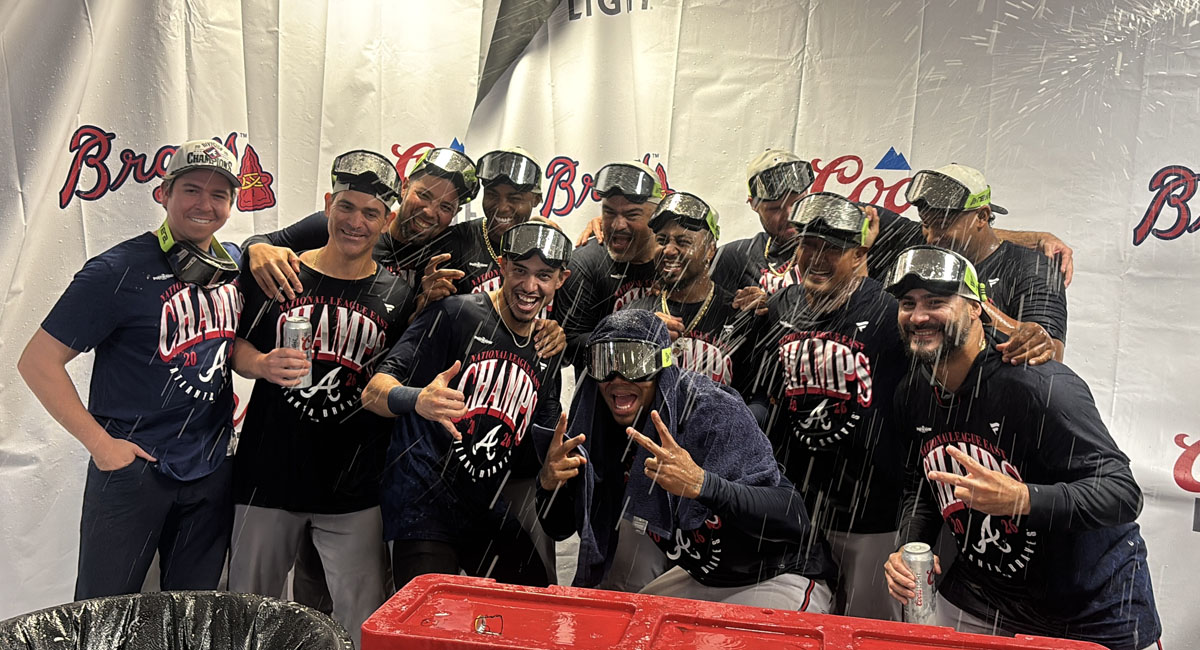 Los jugadores de Atlanta festejaron su coronación en el Este de la Liga Nacional