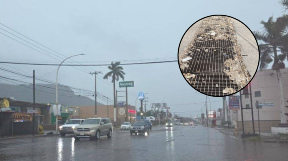 Basura tapa alcantarillas pluviales en el Centro de Guaymas ante temporada de lluvias