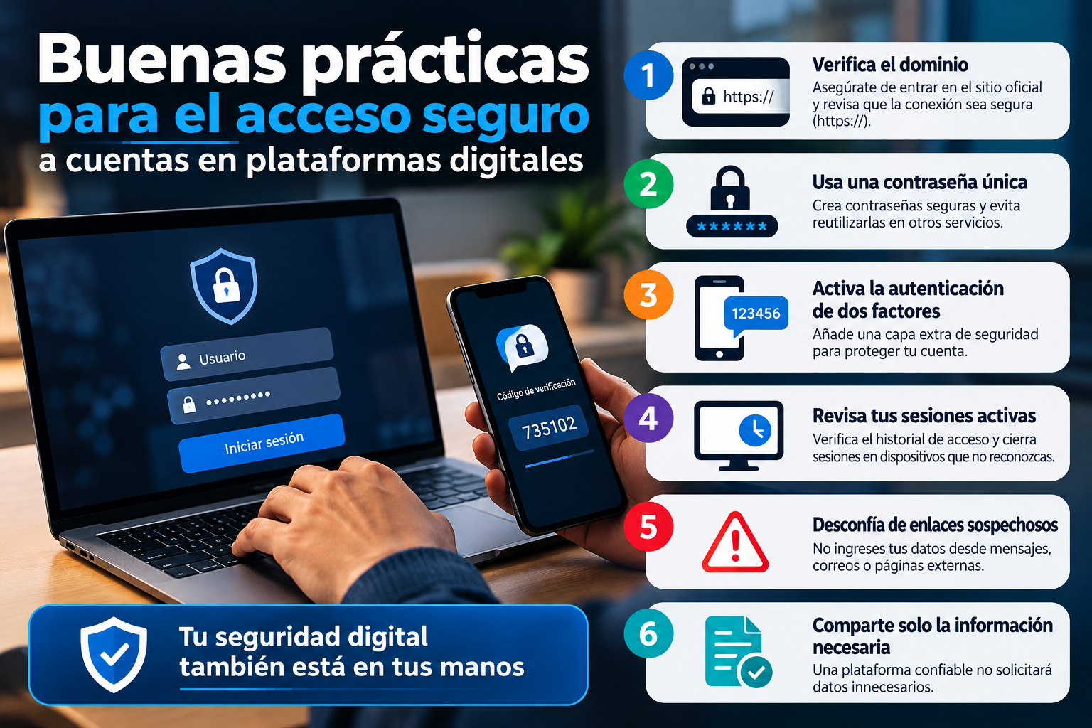 Buenas prácticas para el acceso seguro a cuentas en plataformas digitales