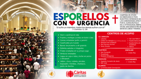 Diócesis de Ciudad Obregón inicia colecta para apoyar a familias afectadas por huracán ‘Polo’