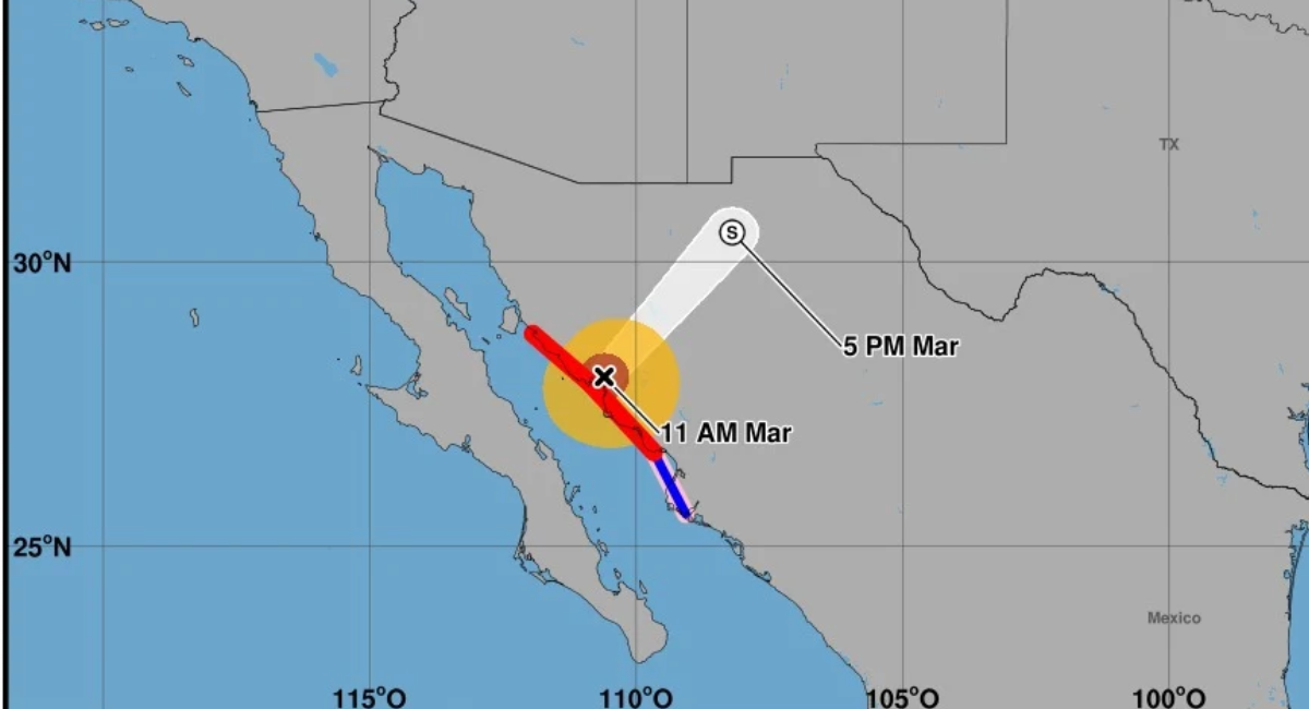 Huracán 'Polo' sigue como categoría 1 y se ubica a 45 km de Guaymas