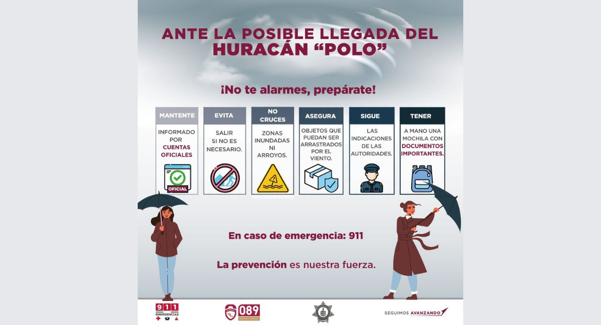 Huracán 'Polo': SSPM mantiene preparados a sus elementos ante posibles efectos en Cajeme