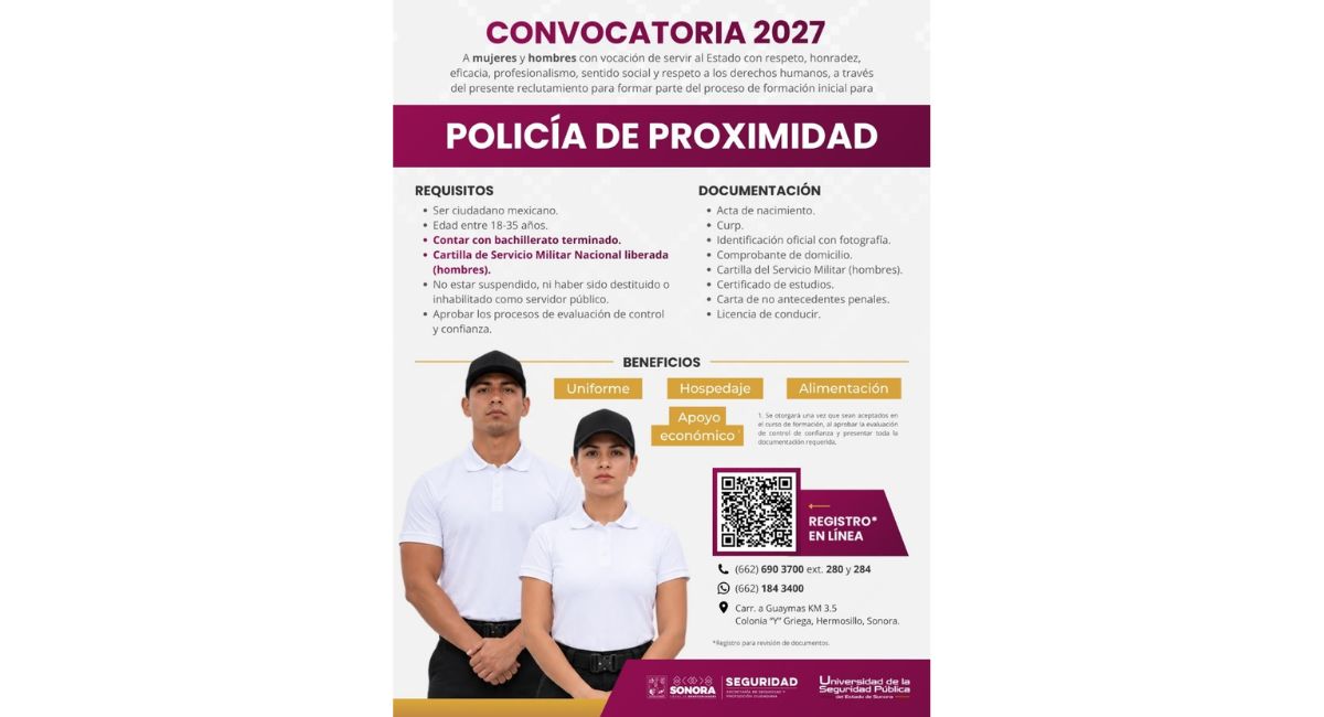 Lanza USP convocatoria 2027 para la formación de policías de proximidad en Hermosillo
