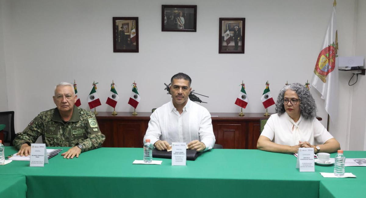 Lidera Omar Harfuch encuentro de seguridad con la gobernadora de Sinaloa en Mazatlán