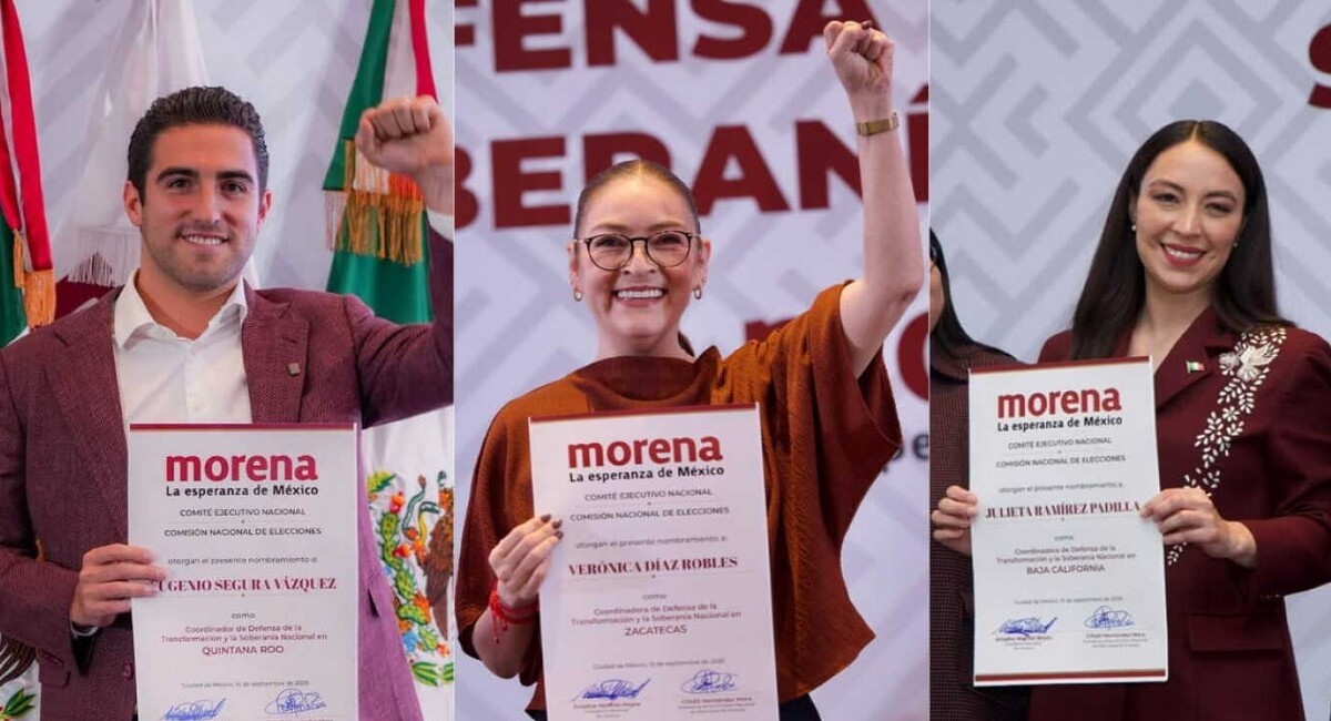 Morena define coordinadores para 2027 en Quintana Roo, Zacatecas y Baja California