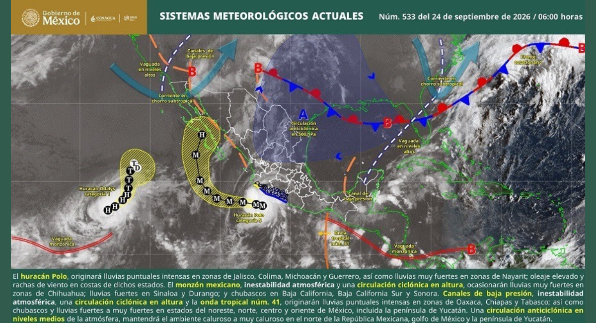 Protección Civil Sonora informa que continuarán las lluvias en la entidad; pide extremar precauciones