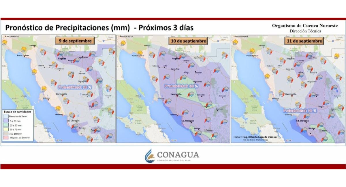 Protección Civil Sonora pronostica altas temperaturas y más lluvias en los próximos días