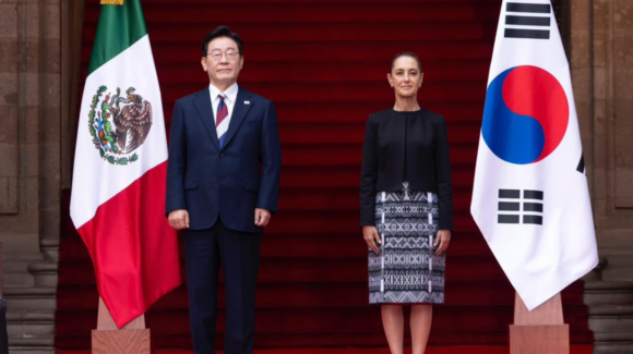 Sheinbaum recibe en Palacio Nacional a Lee Jae-Myung, presidente de Corea del Sur