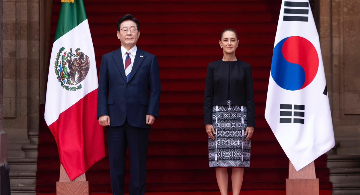 Sheinbaum recibe en Palacio Nacional a Lee Jae-Myung, presidente de Corea del Sur