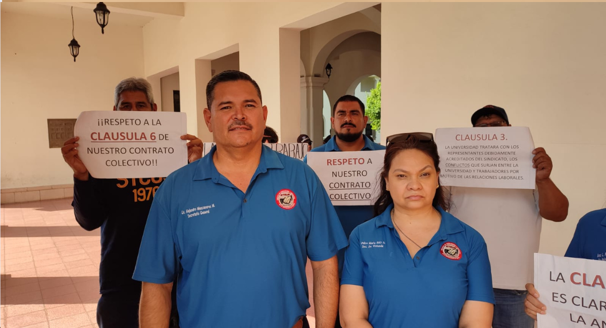 Steus toma por horas, la rectoría de la Universidad de Sonora para exigir respeto a las cláusulas de contrato colectivo