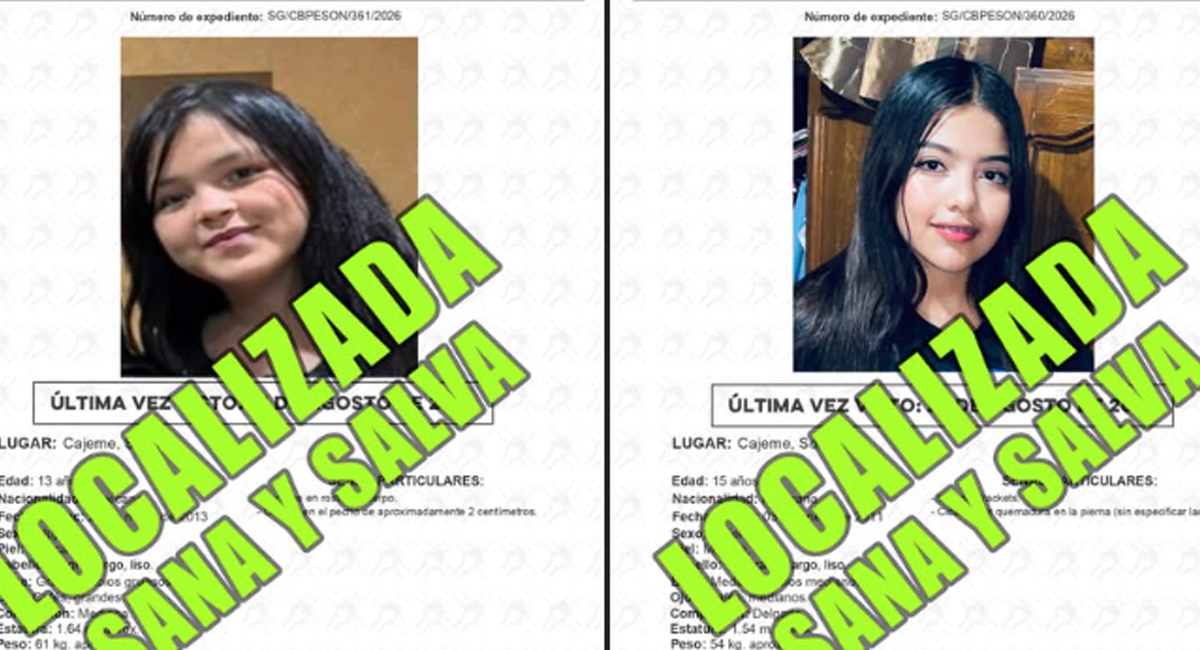 Tras 2 semanas de búsqueda, localizan con vida a dos hermanas desaparecidas en Ciudad Obregón