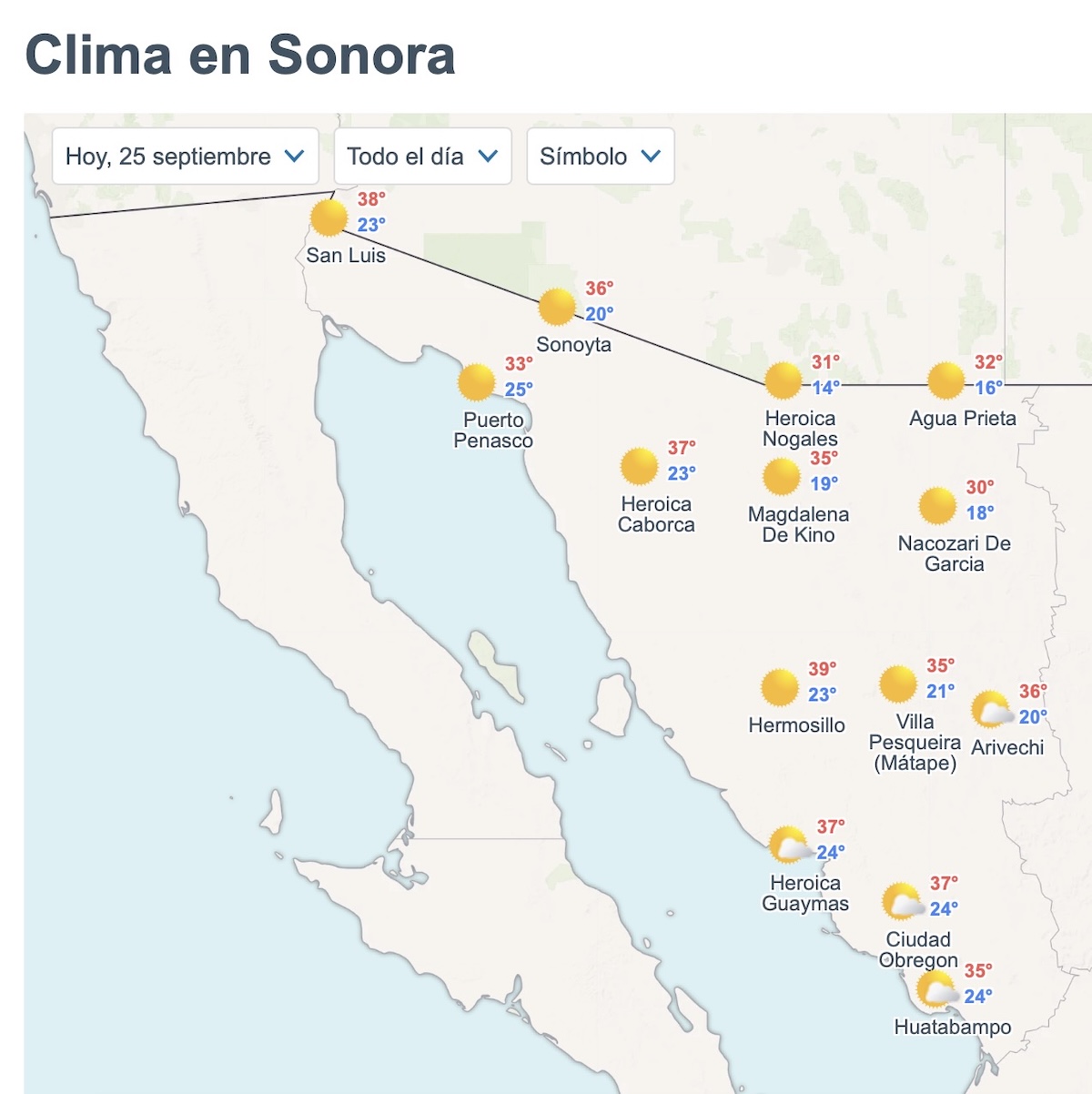 Así será el clima en Sonora este viernes 25 de septiembre de 2026
