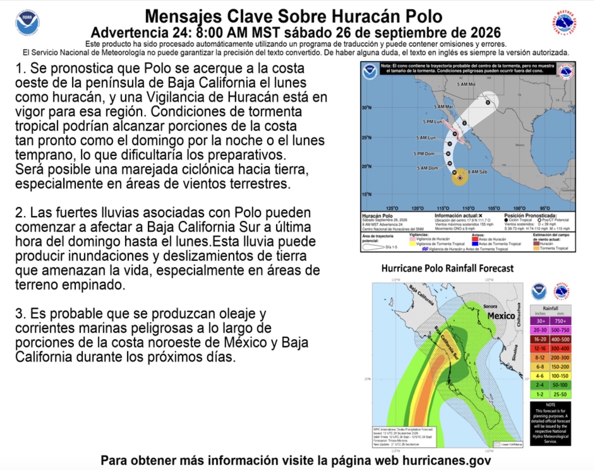 El huracán Polo, categoría 5, avanza hacia México