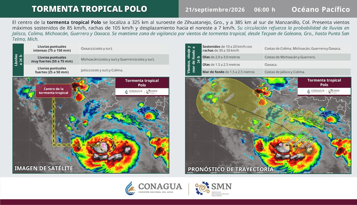 Tormenta Tropical Polo: así será su evolución durante este lunes 21 de septiembre