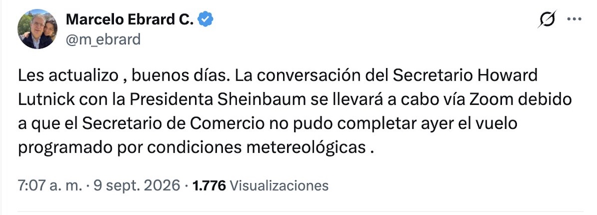 Sheinbaum y Lutnick hablarán por Zoom tras cancelarse el viaje del secretario de Comercio de EU
