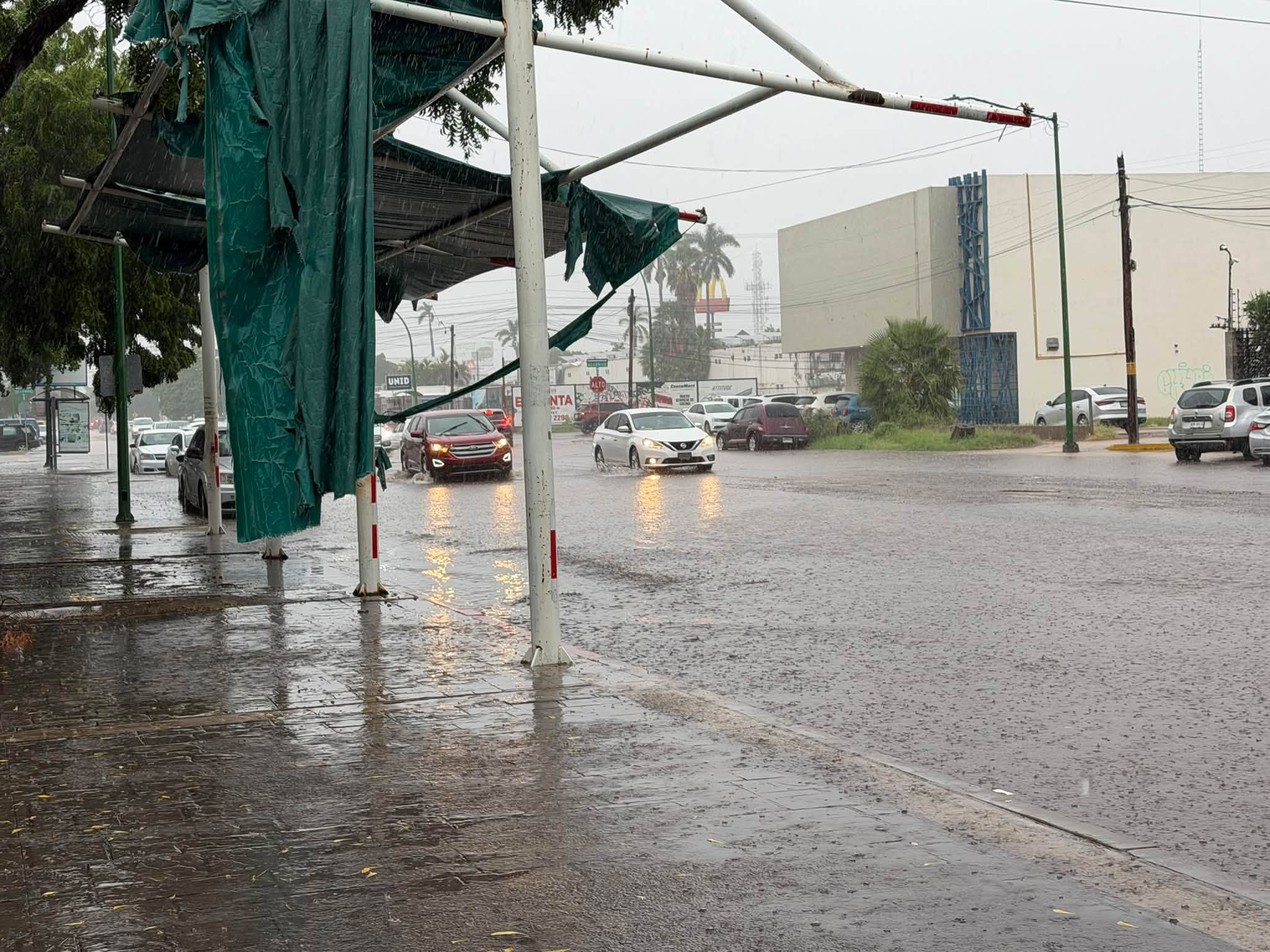 Intensa lluvia deja 18 reportes y provoca afectaciones en calles y comercios de Cajeme