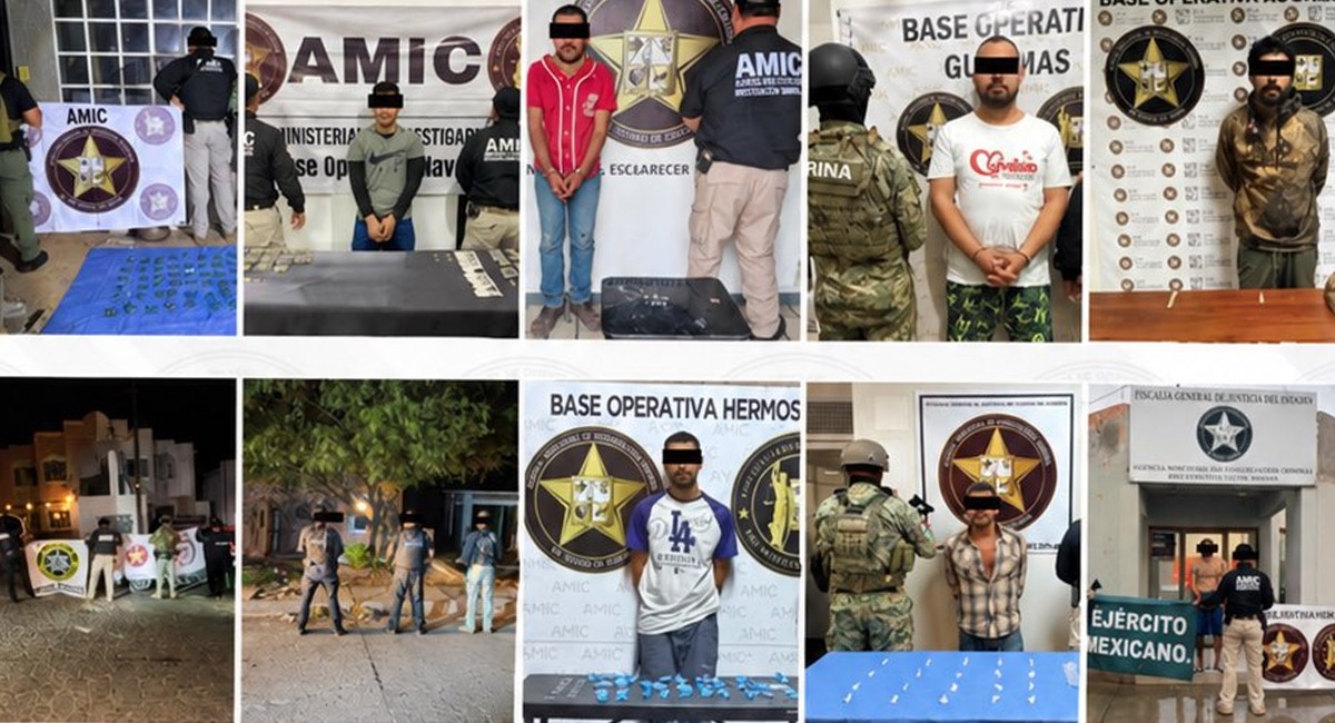 AMIC cumple con 31 cateos en Sonora en solo 3 días; aseguró a 18 personas y 742 envoltorios de droga