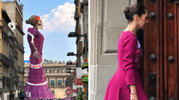 Catrina gigante del Zócalo de CDMX desata ola de memes; la comparan con Godzilla, titanes y Sheinbaum