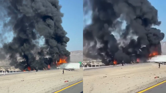 Chocan dos tráileres en la carretera Mexicali-Tijuana; reportan dos muertos