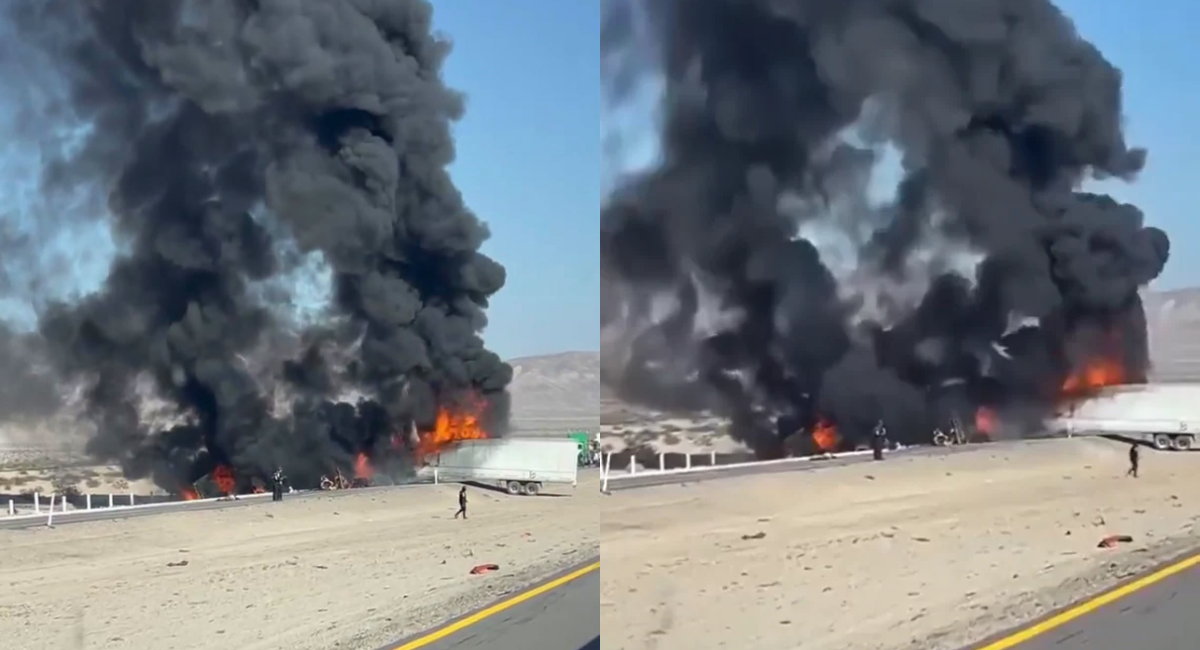 Chocan dos tráileres en la carretera Mexicali-Tijuana; reportan dos muertos