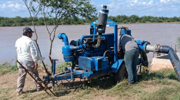 Conagua bombea millones de litros de agua para prevenir inundaciones en Ortiz, Sonora