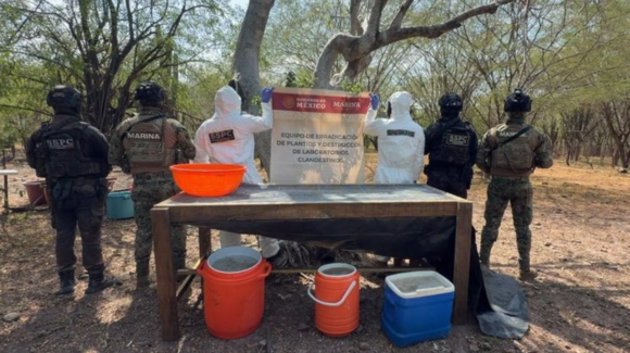 Desmantelan laboratorio clandestino de metanfetamina en Los Brasiles, Sinaloa