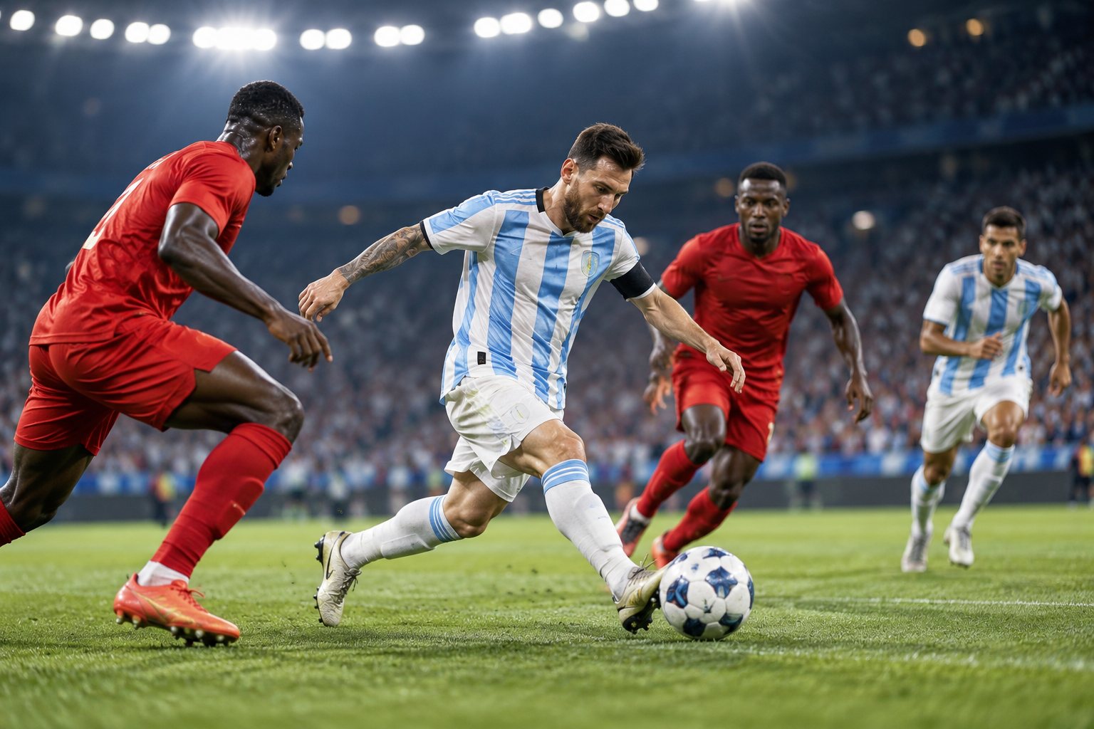 Duelo futbolístico bajo las luces del estadio