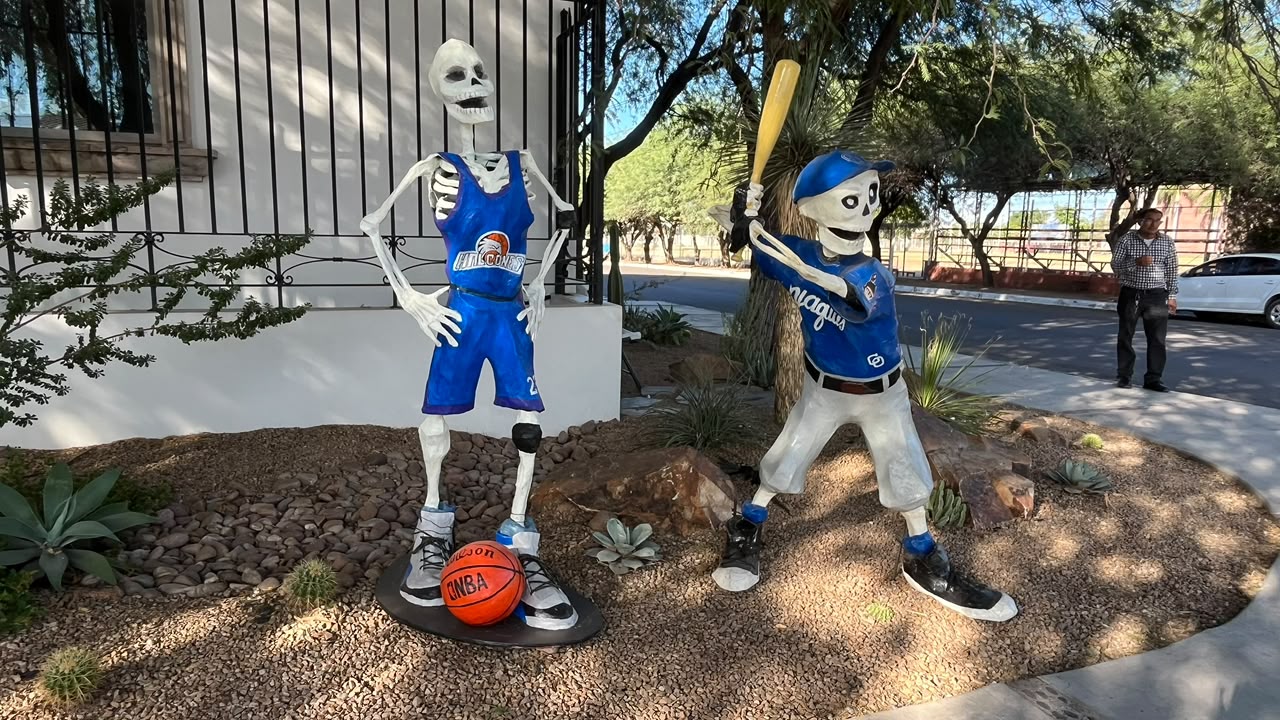 Figuras de calacas y alebrijes atraen en Día de Muertos en Ciudad Obregón