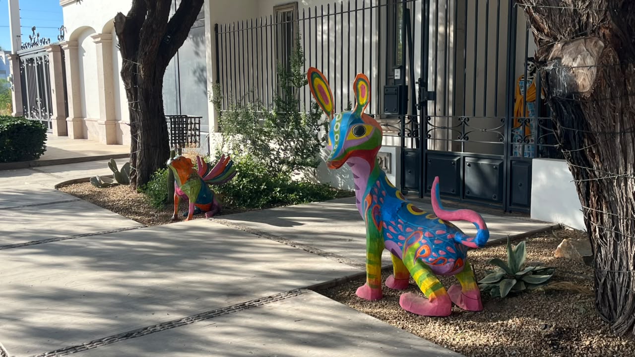 Figuras de calacas y alebrijes atraen en Día de Muertos en Ciudad Obregón