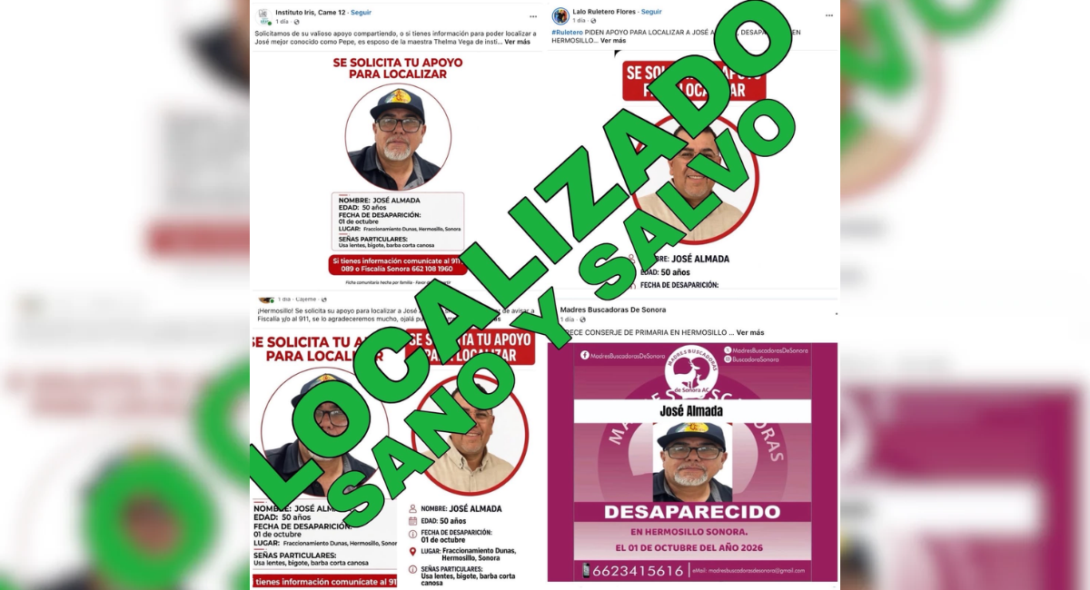 Localizan sano y salvo a conserje de primaria reportado como desaparecido en Hermosillo
