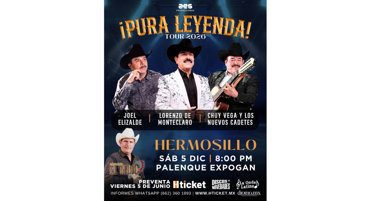 Lorenzo de Monteclaro anuncia Pura Leyenda Tour 2026 en Sonora