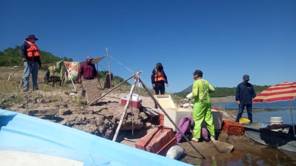 Refuerzan vigilancia pesquera en la presa El Novillo; decomisan cinco atarrayas prohibidas