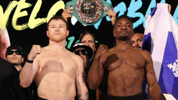 ‘Canelo’ Álvarez y Mbilli cumplen en la báscula; ambos están listos para pelear por el título del CMB
