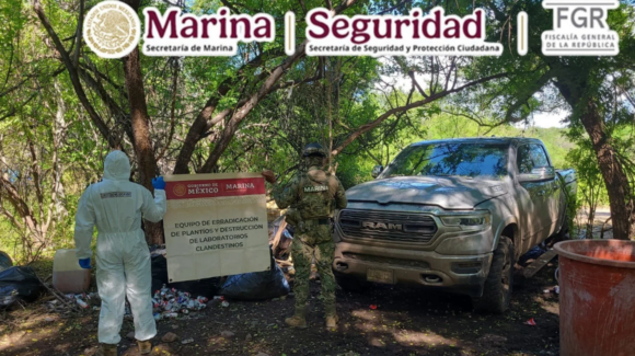 Semar inhabilita narcolaboratorio en Elota, Sinaloa; decomisa precursores químicos