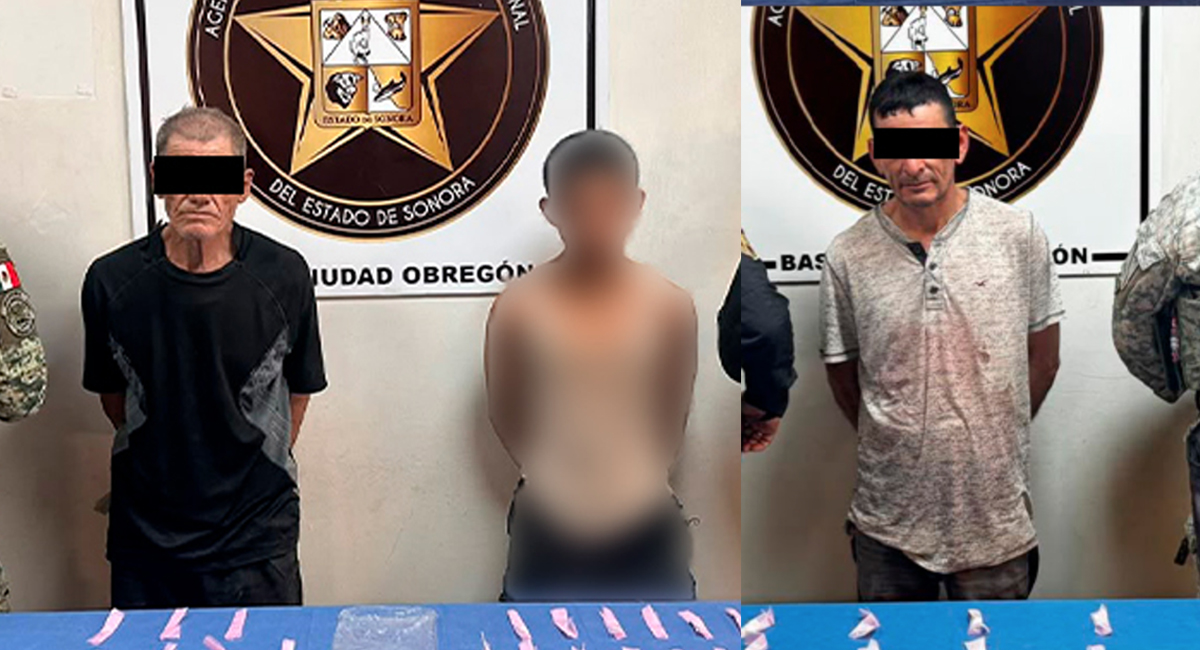 Sorprenden a tres personas con 74 envoltorios de droga en Ciudad Obregón; una es menor de edad
