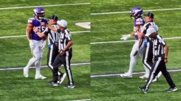 VIDEO: Tras caer por colisión accidental en Vikings vs Dolphins, Adrian Hill arremete contra Eric Wilson