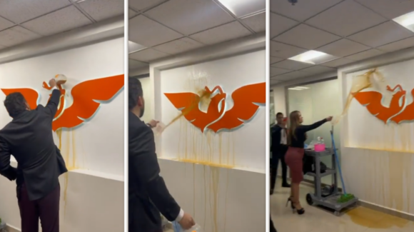 VIDEOS: PRI lanza agua sucia en las instalaciones de Movimiento Ciudadano en San Lázaro