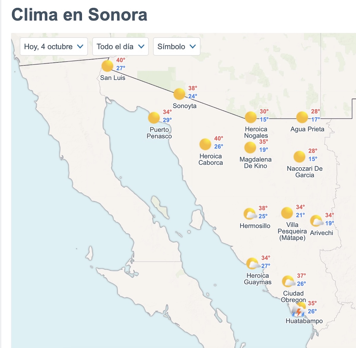 Pronóstico para Sonora este domingo 4 de octubre: conoce las temperaturas