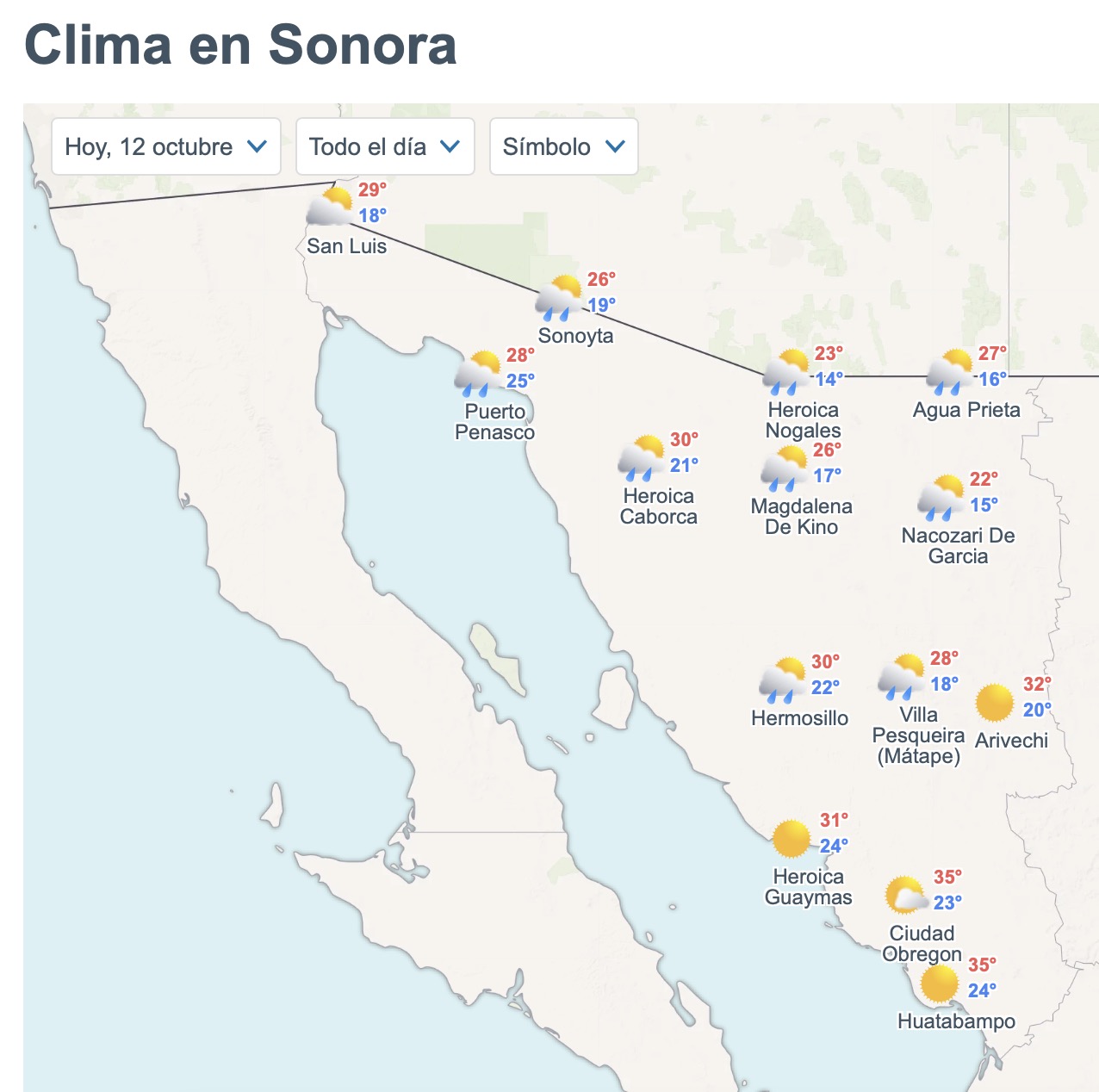 ¿Dónde lloverá en Sonora hoy? Consulta el pronóstico del 12 de octubre