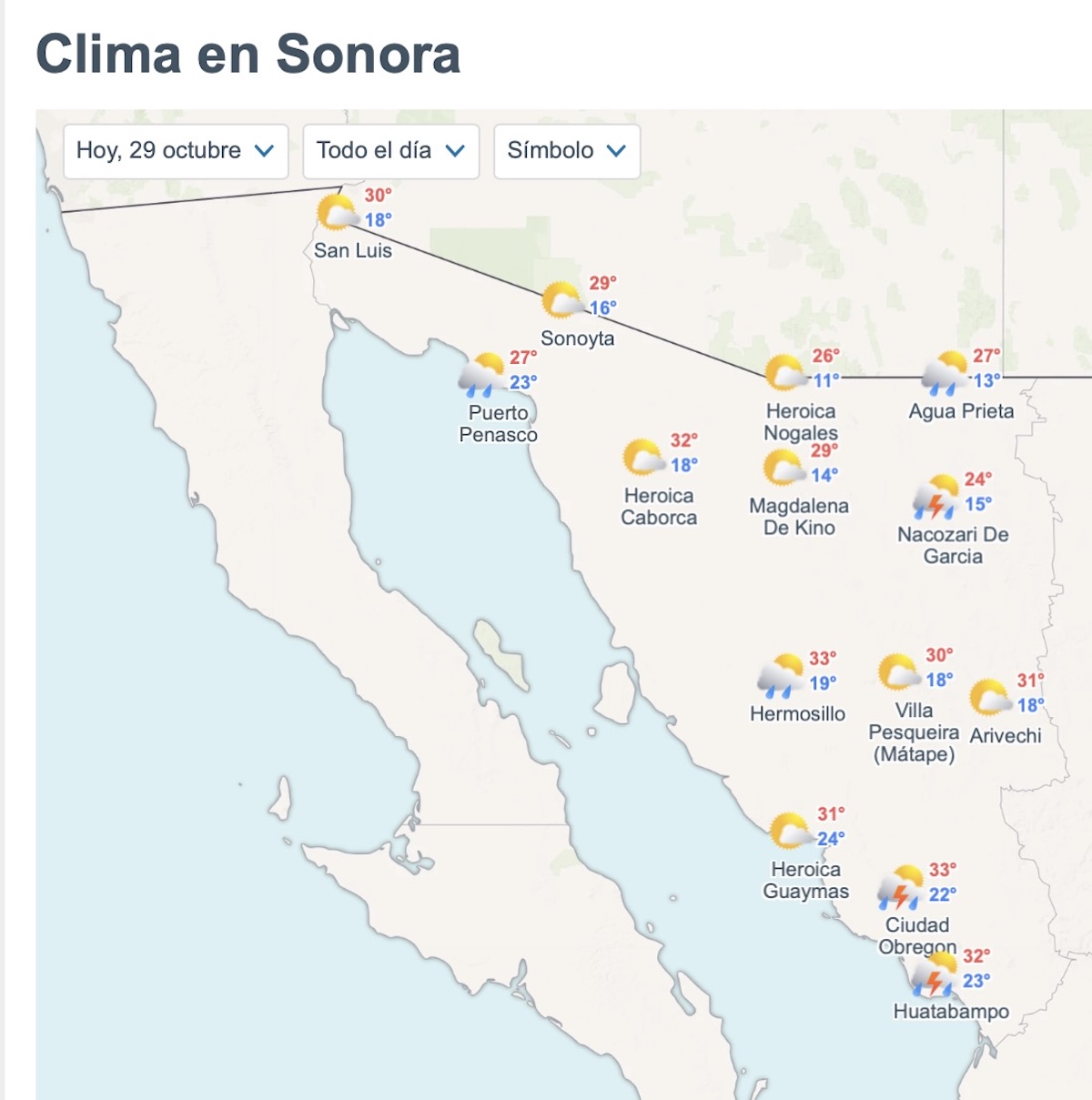 ¿Dónde lloverá en Sonora este jueves? Consulta el pronóstico