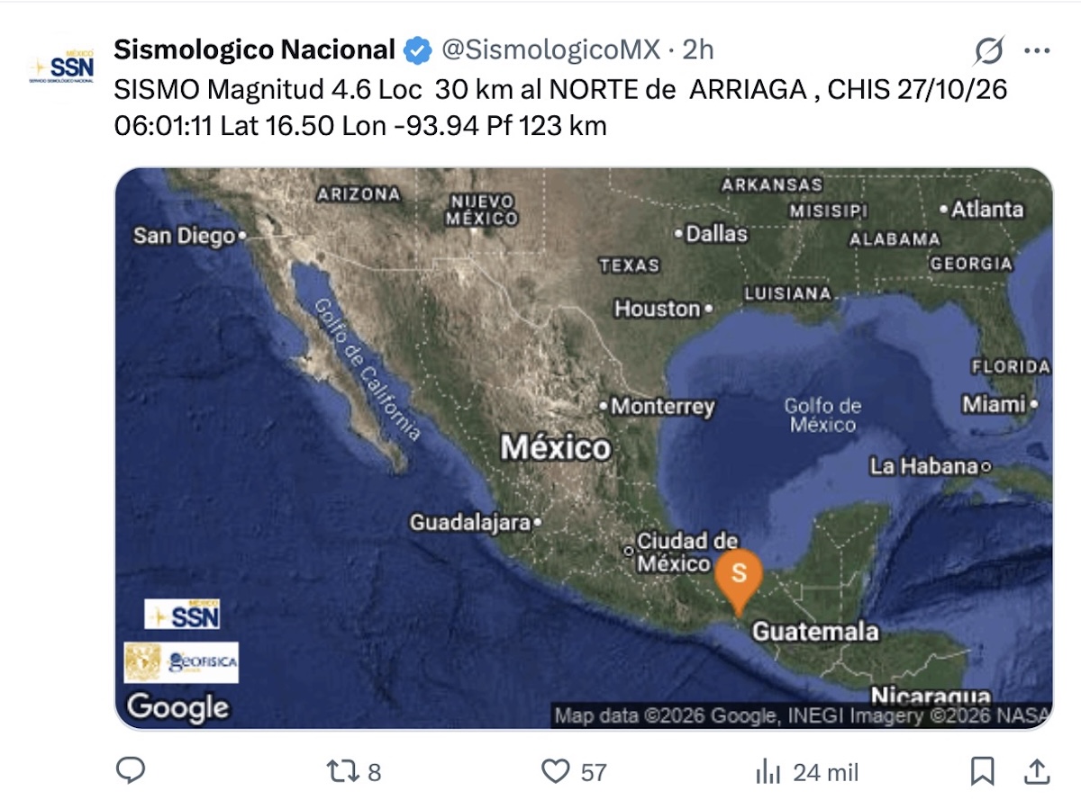 Información actualizada del sismo en Chiapas