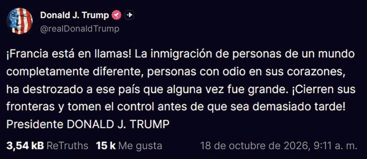 Trump acusa a la inmigración por los disturbios en Francia