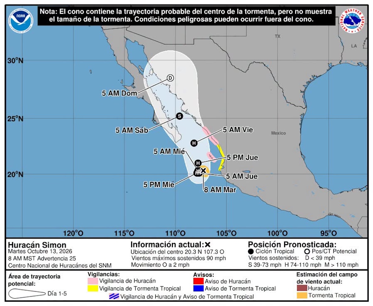'Huracán' Simón podría provocar lluvias en el sur de Sonora. Foto: Protección Civil