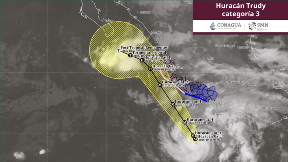 Huracán 'Trudy' hoy: Estados afectados y trayectoria prevista