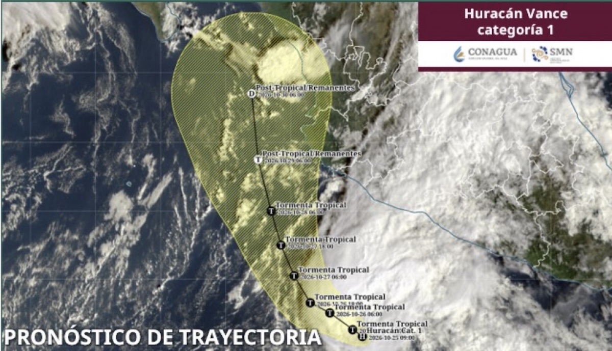 Huracán 'Vance': estados afectados y trayectoria. Foto: Conagua